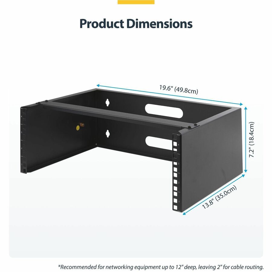 Alternate-Image5 Image for StarTech.com 4U Wall Mount Rack, 14in Deep, 19 inch Wall Mount Network Rack, Wall Mounting Patch Panel Bracket for Switch/IT Equipment