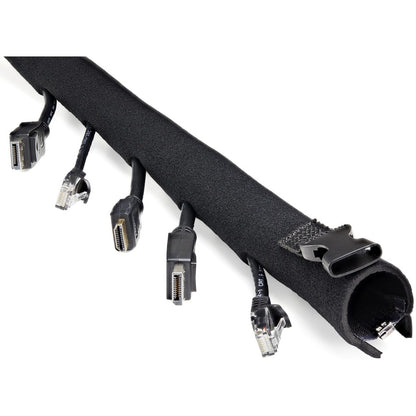 Alternate-Image3 Image for StarTech 40" Neoprene Cable Management Sleeve with Zipper/Buckle, Computer/PC Cord Cover, Flexible Cable Sleece/Organizer Wrap, Black