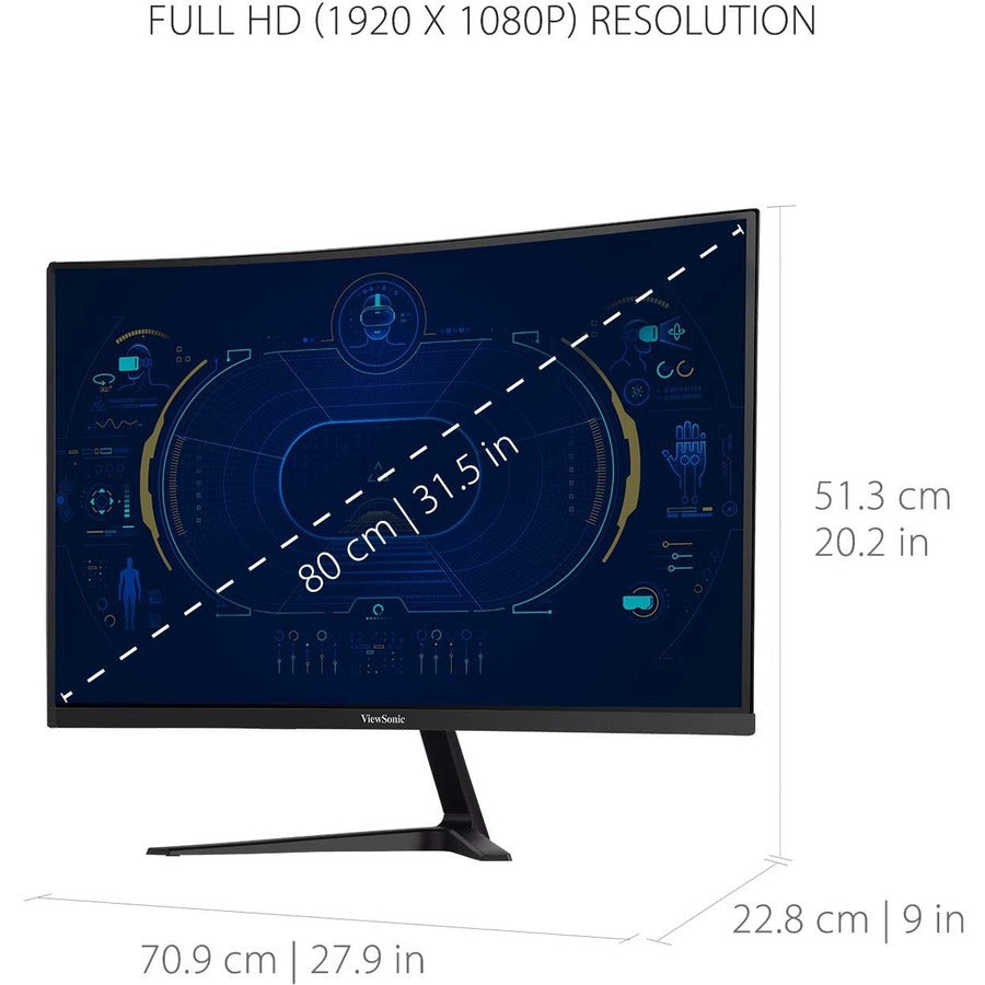 Alternate-Image8 Image for ViewSonic OMNI VX3218-PC-MHD 32 Inch Curved 1080p 1ms 165Hz Gaming Monitor with Adaptive Sync, Eye Care, HDMI and Display Port