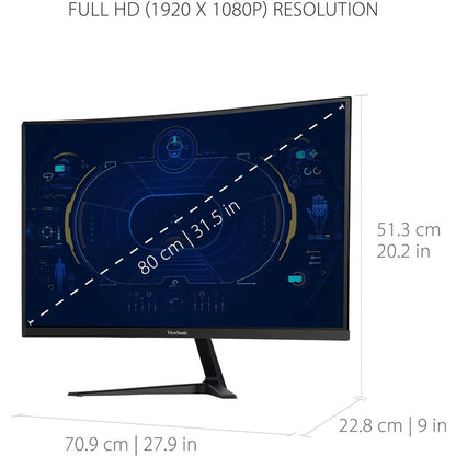 Alternate-Image8 Image for ViewSonic OMNI VX3218-PC-MHD 32 Inch Curved 1080p 1ms 165Hz Gaming Monitor with Adaptive Sync, Eye Care, HDMI and Display Port