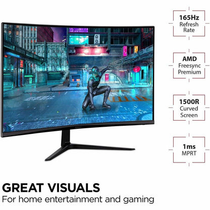 Alternate-Image2 Image for ViewSonic OMNI VX3218-PC-MHD 32 Inch Curved 1080p 1ms 165Hz Gaming Monitor with Adaptive Sync, Eye Care, HDMI and Display Port