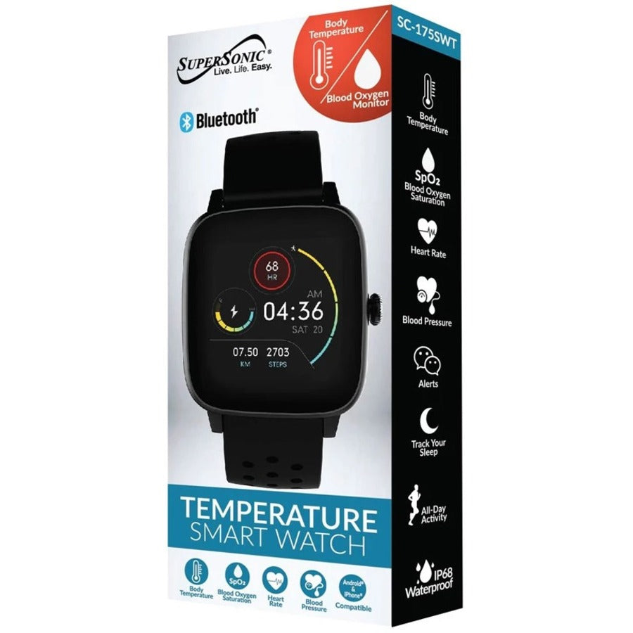 Alternate-Image2 Image for Supersonic 1.4" Touch Screen Smartwatch with Body Temperature Monitor