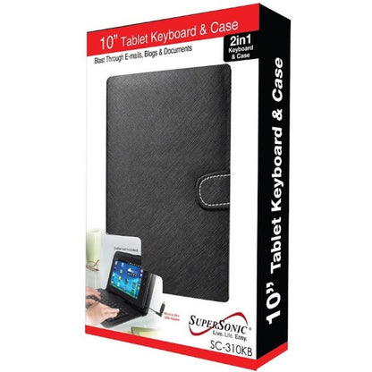 Alternate-Image1 Image for Supersonic SC-310KB Keyboard/Cover Case for 10" Tablet - Black