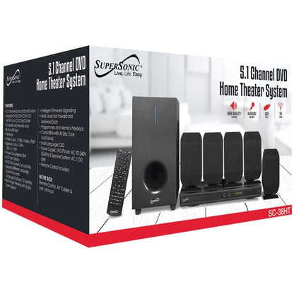 Alternate-Image1 Image for Supersonic SC-38HT 5.1 Home Theater System - 75 W RMS - DVD Player - Black