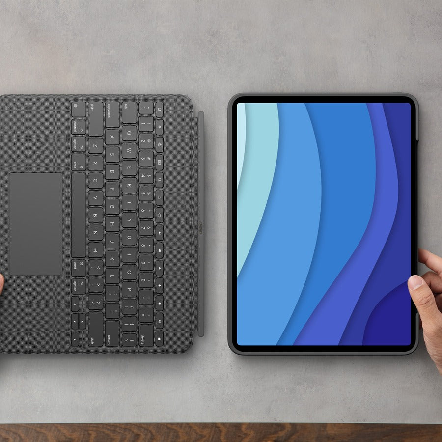 Alternate-Image6 Image for Logitech Combo Touch Keyboard/Cover Case for 12.9" Apple, Logitech iPad Pro (5th Generation) Tablet - Oxford Gray