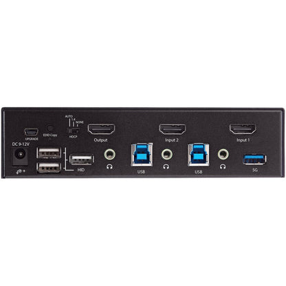Rear Image for StarTech.com 2 Port HDMI KVM Switch 4K 60Hz UHD HDR, HDMI 2.0 Single Monitor, 2 Port USB 3.0 Hub, 4x USB HID, Audio, Hotkey Switching, TAA