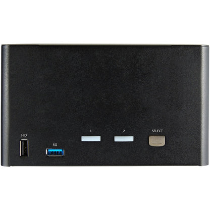 Front Image for StarTech.com 2 Port Quad Monitor DisplayPort KVM Switch 4K 60Hz UHD HDR, DP 1.2 KVM Switch, 2 Port USB 3.0 Hub, 4x USB HID, Audio, Hotkey
