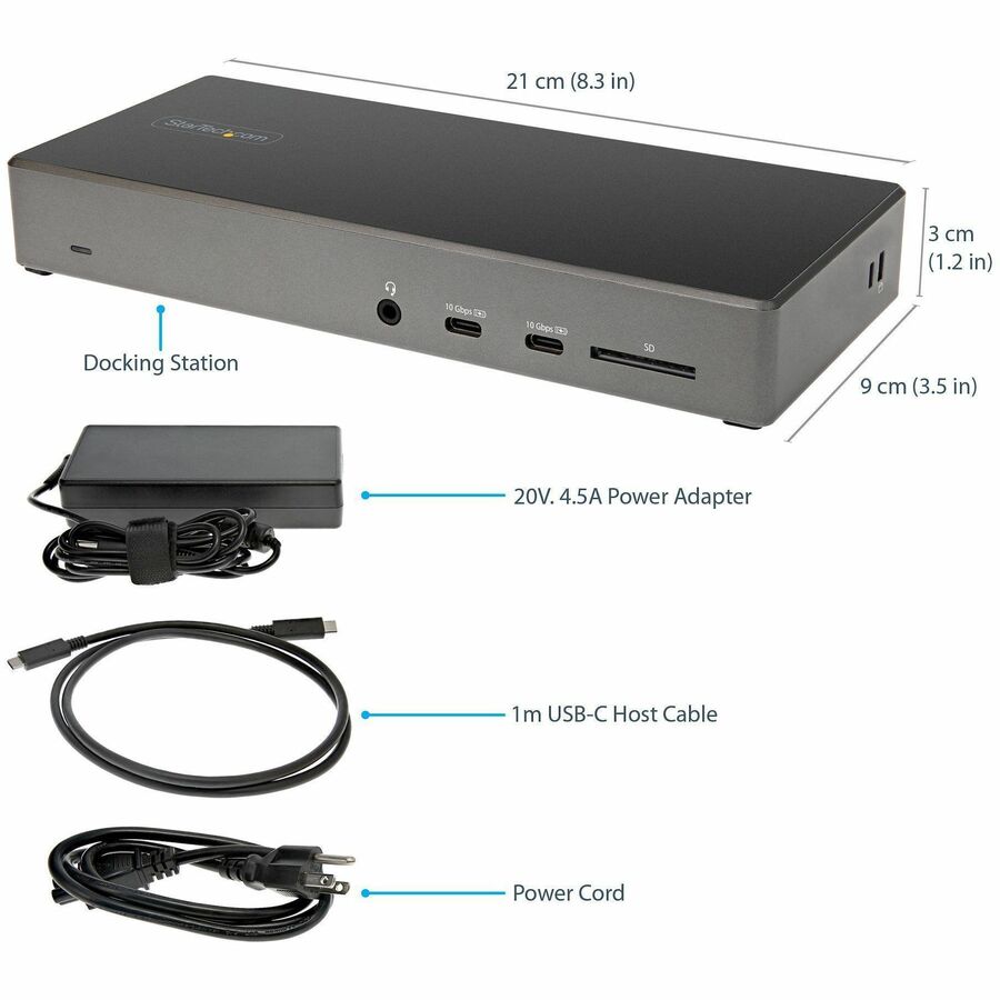 Alternate-Image4 Image for StarTech.com USB C Dock, Triple 4K Monitor USB-C Docking Station with DP 1.4 & DSC, 2x DisplayPort & 1x HDMI, 100W PD, 6x USB (2x 10Gbps)