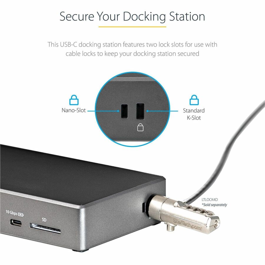 Alternate-Image3 Image for StarTech.com USB C Dock, Triple 4K Monitor USB-C Docking Station with DP 1.4 & DSC, 2x DisplayPort & 1x HDMI, 100W PD, 6x USB (2x 10Gbps)