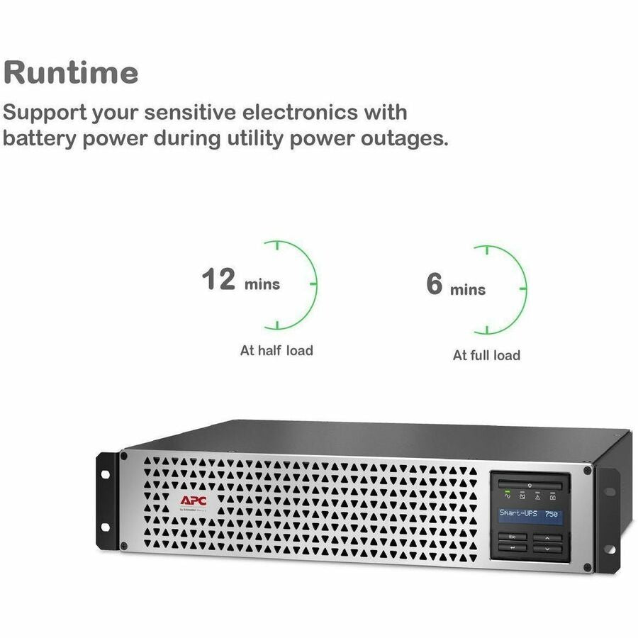 Alternate-Image2 Image for APC Smart-UPS, Line Interactive, 750VA, Lithium-ion, Rackmount 2U, 120V, 6x NEMA 5-15R outlets, SmartConnect Port+Network Card, Short Depth, AVR