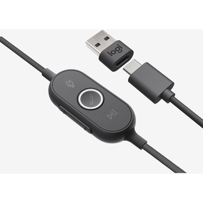 Alternate-Image3 Image for Logitech Zone 750 Wired On-Ear Headset with advanced noise-canceling microphone, simple USB-C and included USB-A adapter, plug-and-play compatibility for all devices