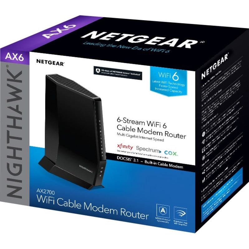 Alternate-Image2 Image for Netgear Nighthawk AX6 Wi-Fi 6 IEEE 802.11ax Cable Modem/Wireless Router