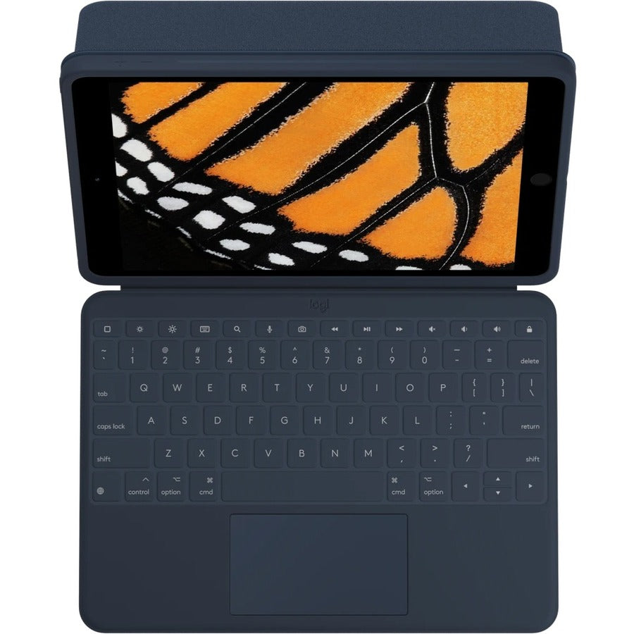 Alternate-Image2 Image for Logitech Rugged Combo 3 Touch iPad&reg; Keyboard Case with Trackpad and Smart Connector for iPad (7th, 8th, & 9th generation) - Classic Blue