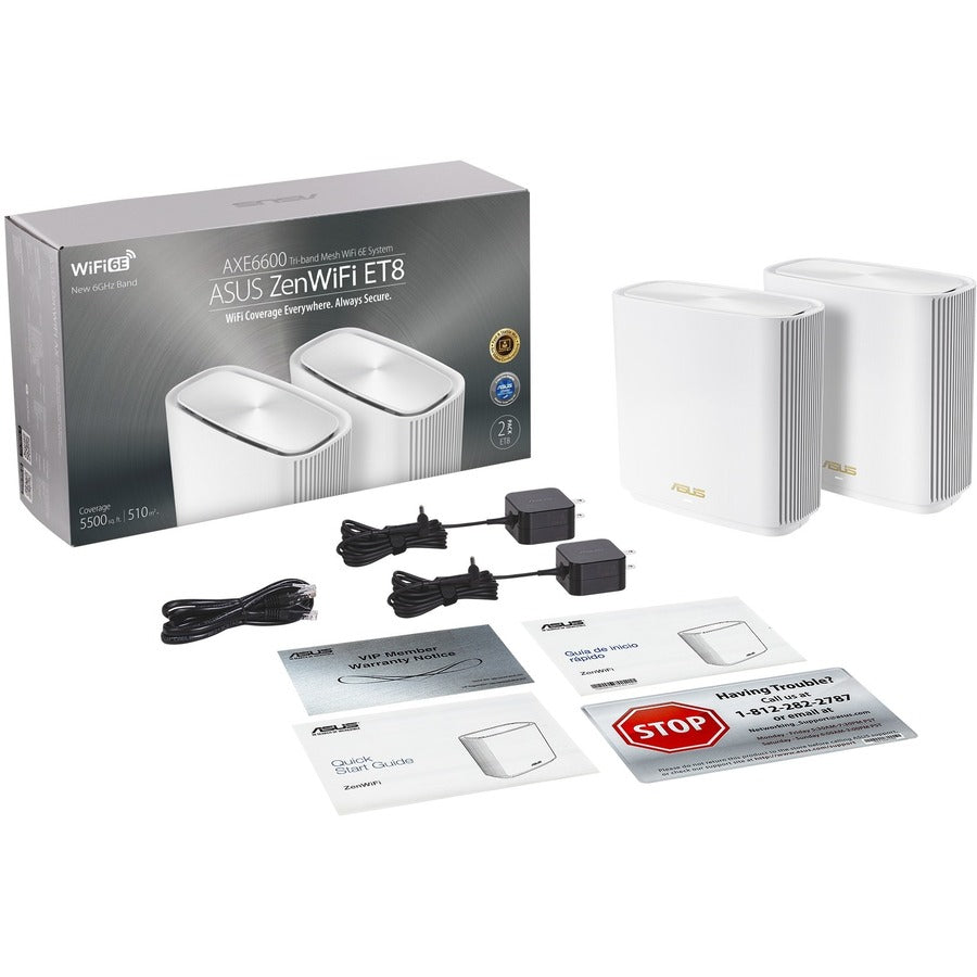 Alternate-Image7 Image for Asus ZenWiFi ET8 ET8 (W-2-PK) Wi-Fi 6 IEEE 802.11ax  Wireless Router
