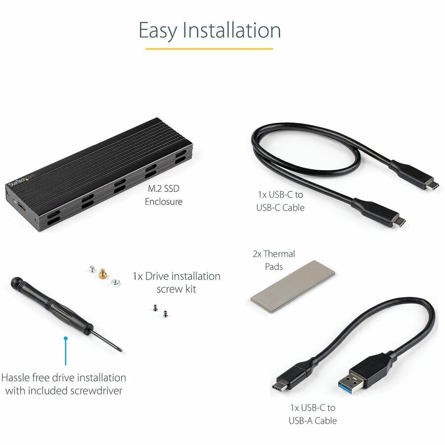 Alternate-Image5 Image for StarTech.com USB-C 10Gbps to M.2 NVMe or M.2 SATA SSD Enclosure, Portable M.2 PCIe/SATA SSD Aluminum Enclosure, USB-C & USB-A Host Cables