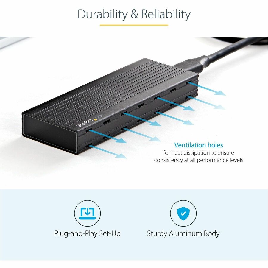 Alternate-Image4 Image for StarTech.com USB-C 10Gbps to M.2 NVMe or M.2 SATA SSD Enclosure, Portable M.2 PCIe/SATA SSD Aluminum Enclosure, USB-C & USB-A Host Cables
