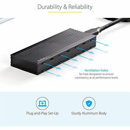 Alternate-Image4 Image for StarTech.com USB-C 10Gbps to M.2 NVMe or M.2 SATA SSD Enclosure, Portable M.2 PCIe/SATA SSD Aluminum Enclosure, USB-C & USB-A Host Cables
