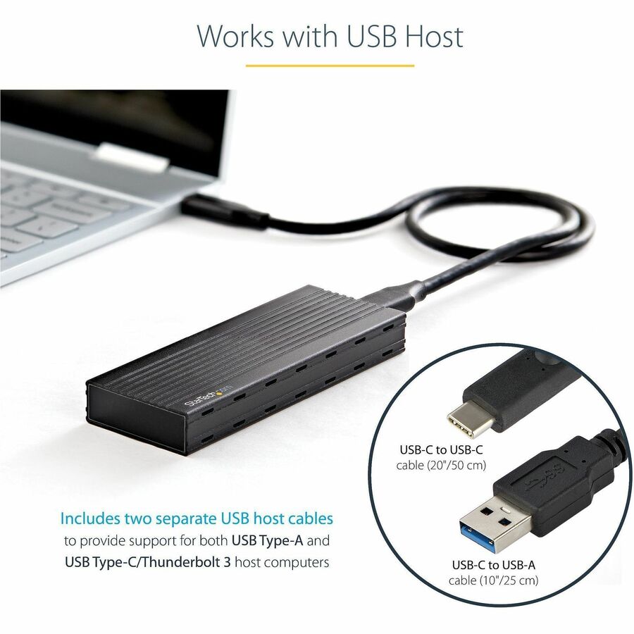 Alternate-Image3 Image for StarTech.com USB-C 10Gbps to M.2 NVMe or M.2 SATA SSD Enclosure, Portable M.2 PCIe/SATA SSD Aluminum Enclosure, USB-C & USB-A Host Cables