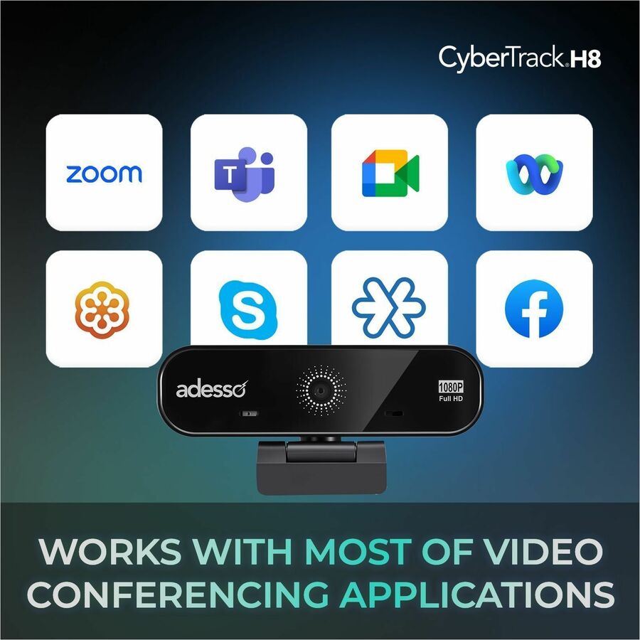 Alternate-Image2 Image for Adesso CyberTrack CyberTrack H8 Webcam - 2.1 Megapixel - 30 fps - Black - USB 2.0