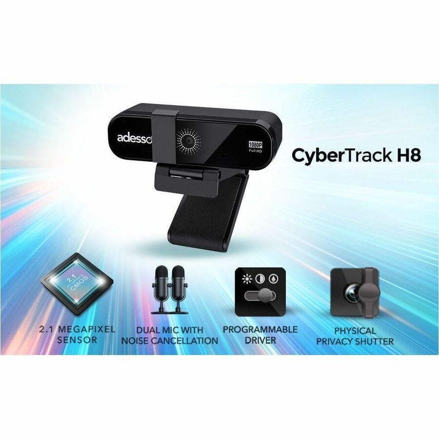 Alternate-Image8 Image for Adesso CyberTrack CyberTrack H8 Webcam - 2.1 Megapixel - 30 fps - Black - USB 2.0