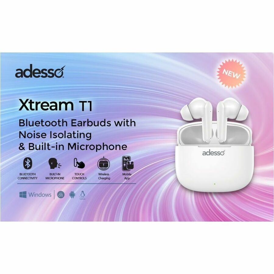 Alternate-Image9 Image for Adesso Xtream T1 Bluetooth Wireless Earbuds and Built-in Microphone