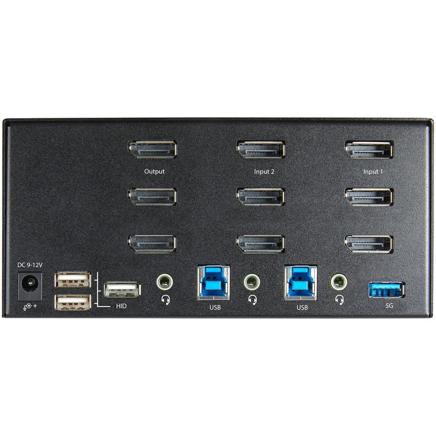 Rear Image for StarTech.com 2 Port Triple Monitor DisplayPort KVM Switch 4K 60Hz UHD HDR, DP 1.2 KVM Switch, 2-Pt USB 3.0 Hub, 4x USB HID, Audio, Hotkey