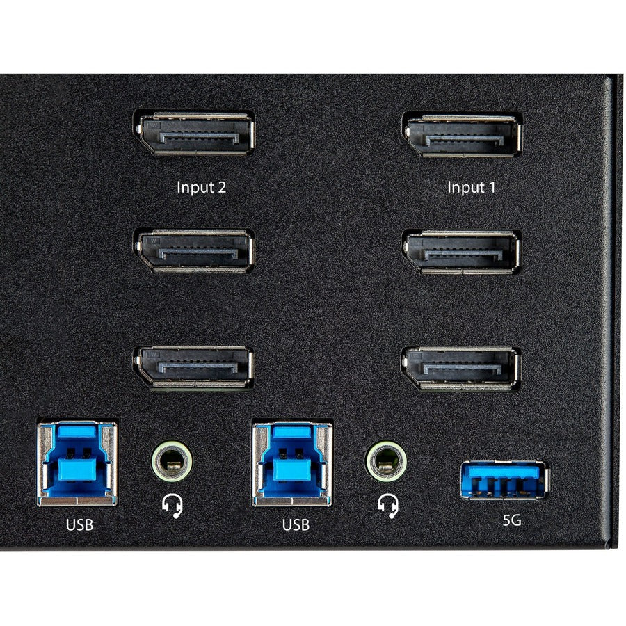 Alternate-Image4 Image for StarTech.com 2 Port Triple Monitor DisplayPort KVM Switch 4K 60Hz UHD HDR, DP 1.2 KVM Switch, 2-Pt USB 3.0 Hub, 4x USB HID, Audio, Hotkey