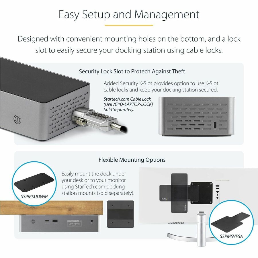Alternate-Image6 Image for StarTech.com USB-C Dock, 4K 60Hz Quad Monitor DisplayPort & HDMI, Universal USB C Docking Station, 100W Power Delivery, USB Hub 1C/3A, GbE