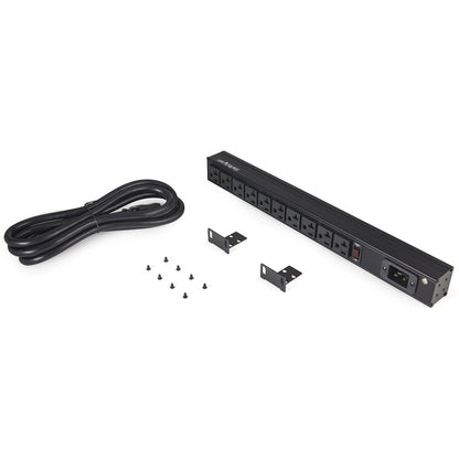 Alternate-Image1 Image for StarTech.com 10 Outlet Rack Mount Power Strip 125V/16 Amp, 1U Horizontal 19" Rackmount PDU, NEMA 5-20P Input, 10x NEMA 5-15/20R Outlets