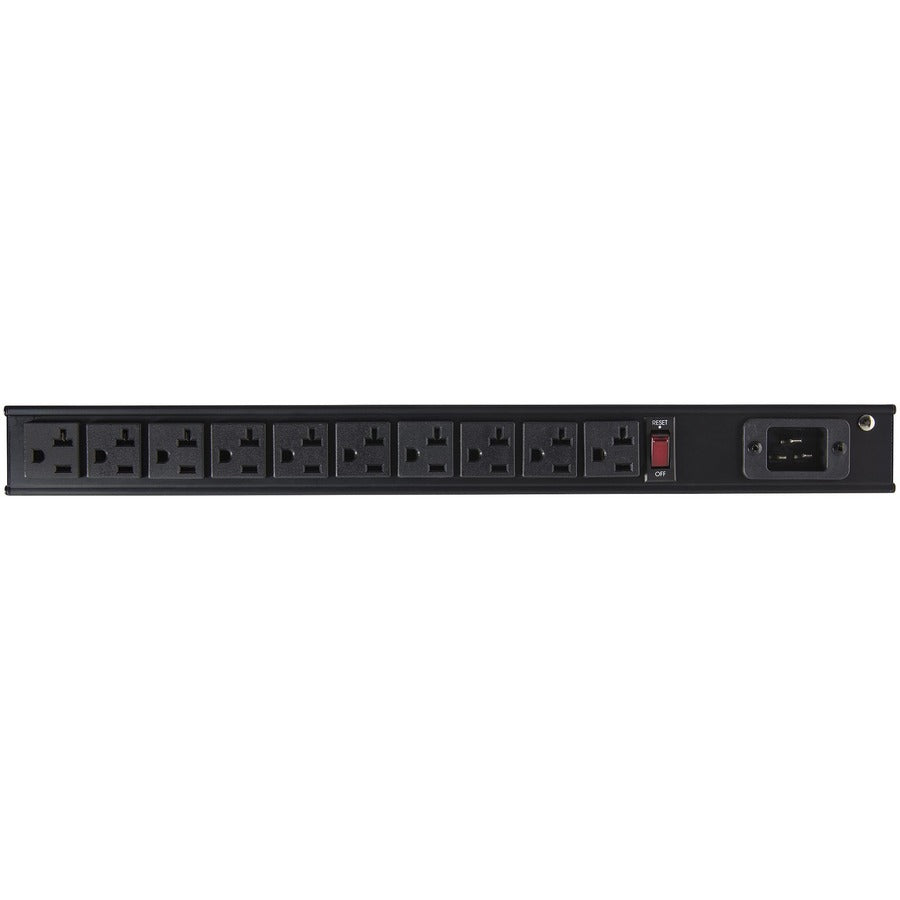 Front Image for StarTech.com 10 Outlet Rack Mount Power Strip 125V/16 Amp, 1U Horizontal 19" Rackmount PDU, NEMA 5-20P Input, 10x NEMA 5-15/20R Outlets