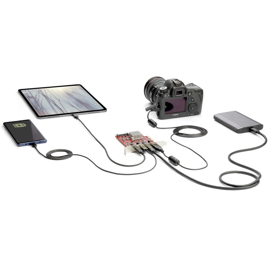 Alternate-Image2 Image for StarTech.com 4-Port USB PCIe Card, 10Gbps USB PCI Express Expansion Card with 2 Controllers, 2x USB-C & 2x USB-A ports (USB 3.2 Gen 2)