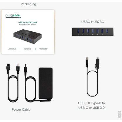 Alternate-Image7 Image for 7 Port USB Charging Hub for Laptops with USB-C or USB 3.0