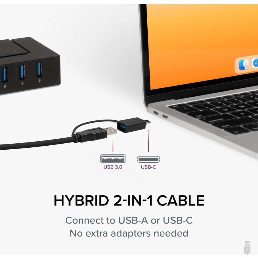 Alternate-Image2 Image for 7 Port USB Charging Hub for Laptops with USB-C or USB 3.0