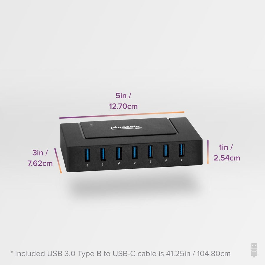 Alternate-Image6 Image for 7 Port USB Charging Hub for Laptops with USB-C or USB 3.0