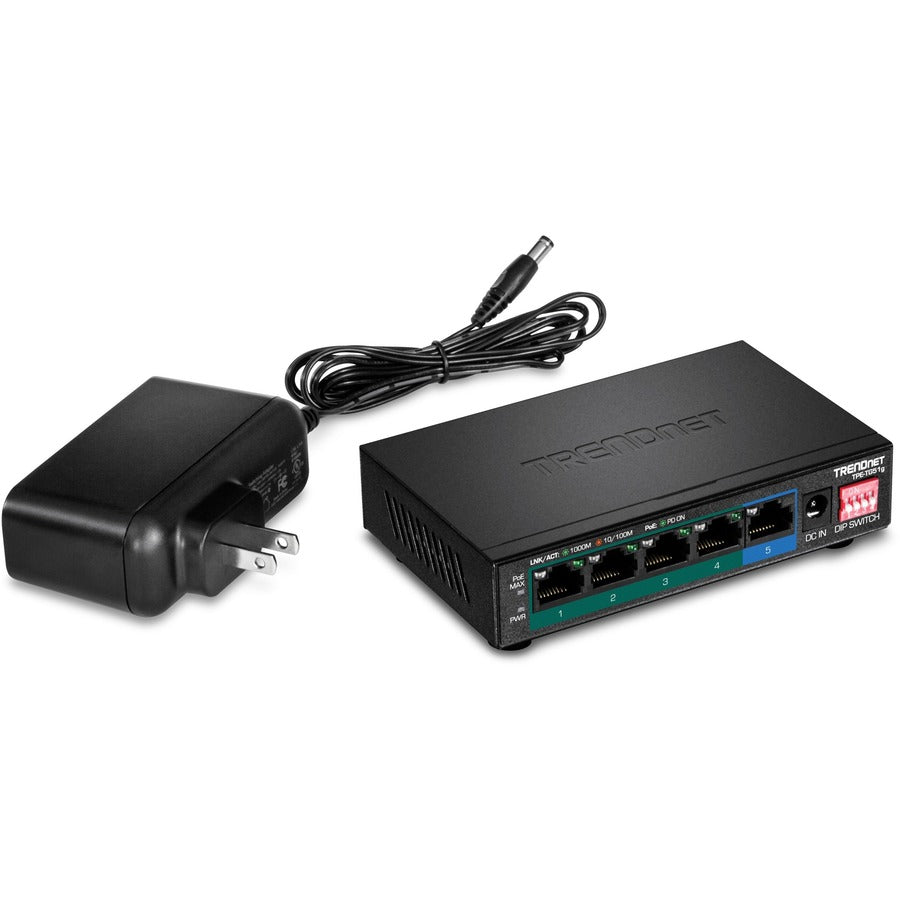 Alternate-Image5 Image for TRENDnet 5-Port Gigabit PoE+ Switch, Camera DIP Switch extends PoE+ 200m (656 ft.), 60W PoE Budget, Black, TPE-TG51g