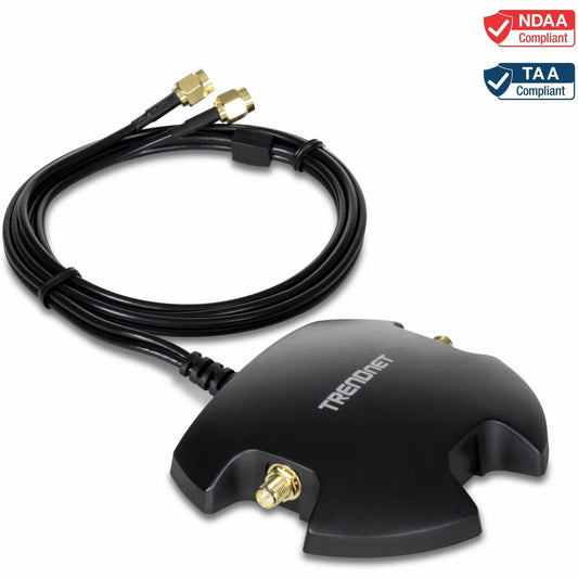 Main Image for TRENDnet Magnetic Dual Antenna Mounting Base Stand RP-SMA Female with RP-SMA Male Extension Cable 1m (3.3 ft.), Black, TEW-LB101
