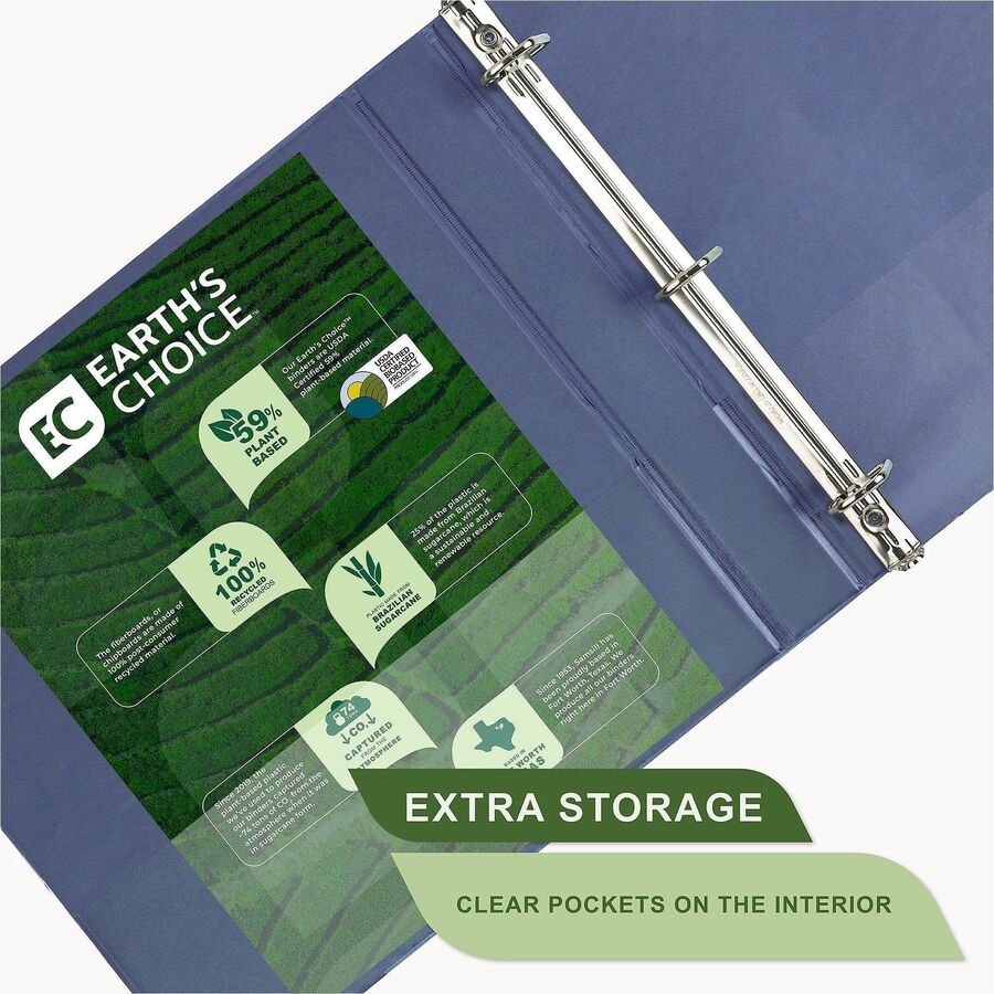 Alternate-Image3 Image for Samsill Plant-Based Durable 1 Inch 3 Ring Binders, Made in the USA, Fashion Clear View Binders, Up to 25% Plant-Based Plastic, Assorted, 4 Pack (MP46939)