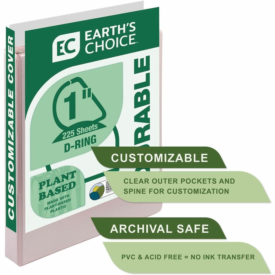 Alternate-Image1 Image for Samsill Plant-Based Durable 1 Inch 3 Ring Binders, Made in the USA, Fashion Clear View Binders, Up to 25% Plant-Based Plastic, Assorted, 4 Pack (MP46939)