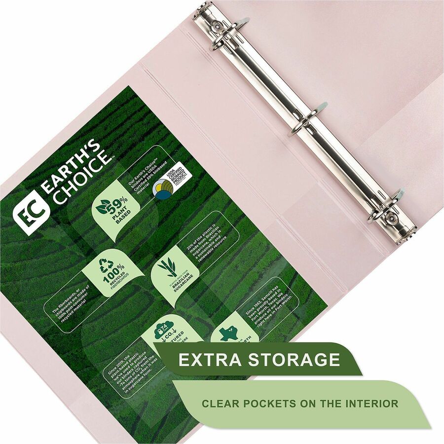 Alternate-Image3 Image for Samsill Plant-Based Durable 1.5 Inch 3 Ring Binders, Made in the USA, Fashion Clear View Binders, Up to 25% Plant-Based Plastic, Assorted, 4 Pack (MP46959)