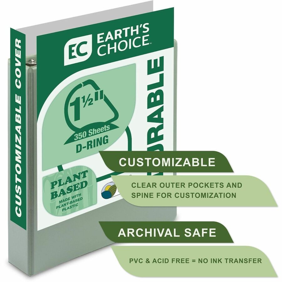 Alternate-Image1 Image for Samsill Plant-Based Durable 1.5 Inch 3 Ring Binders, Made in the USA, Fashion Clear View Binders, Up to 25% Plant-Based Plastic, Assorted, 4 Pack (MP46959)