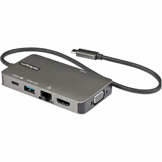 Main Image for StarTech.com USB-C Multiport Adapter, USB C to 4K HDMI or VGA, USB Type-C Mini Dock, 100W PD Passthrough, 3x USB 3.0, GbE, 12" Long Cable