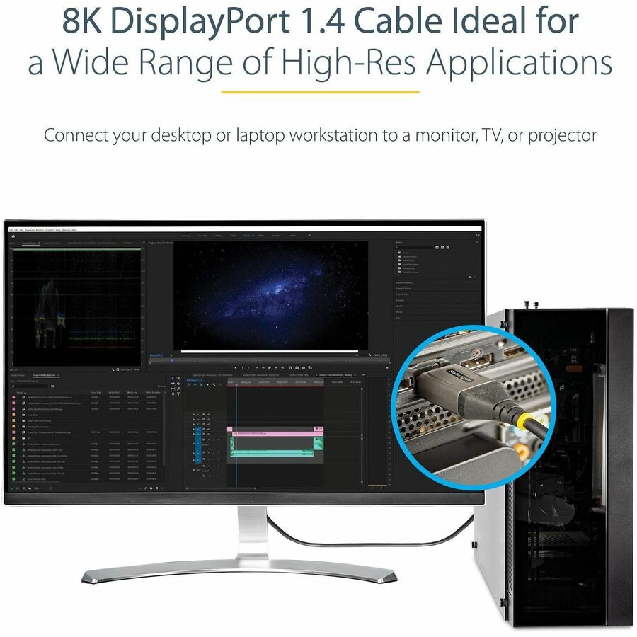 Alternate-Image4 Image for StarTech.com 10ft (3m) VESA Certified DisplayPort 1.4 Cable, 8K 60Hz HDR10, UHD 4K 120Hz Video, DP to DP Monitor Cord, DP 1.4 Cable, M/M