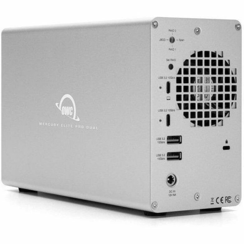 Alternate-Image2 Image for OWC 8TB Mercury Elite Pro Dual With 3-Port Hub USB (10Gb/s) External RAID Storage Solution