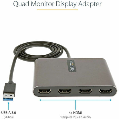 Alternate-Image1 Image for StarTech.com USB 3.0 to Quad HDMI Adapter, USB to 4x HDMI Monitor Converter for Windows (no support for macOS/ChromeOS/Linux) - TAA