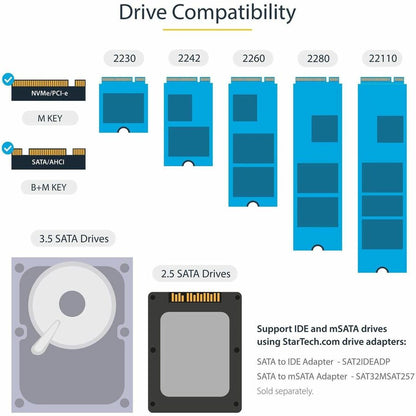 Alternate-Image2 Image for StarTech.com Standalone Dual Bay M.2 SATA/NVMe Duplicator/Eraser, HDD/SSD Cloner/Wiper, M.2 PCIe/AHCI, Hard Drive Sanitizer/Copier, TAA