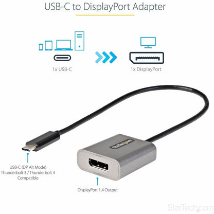 Alternate-Image1 Image for USB C to DisplayPort Adapter, 8K/4K 60Hz USB-C to DisplayPort 1.4 Adapter, DSC, USB Type-C to DP Video Converter, w/12" Cable