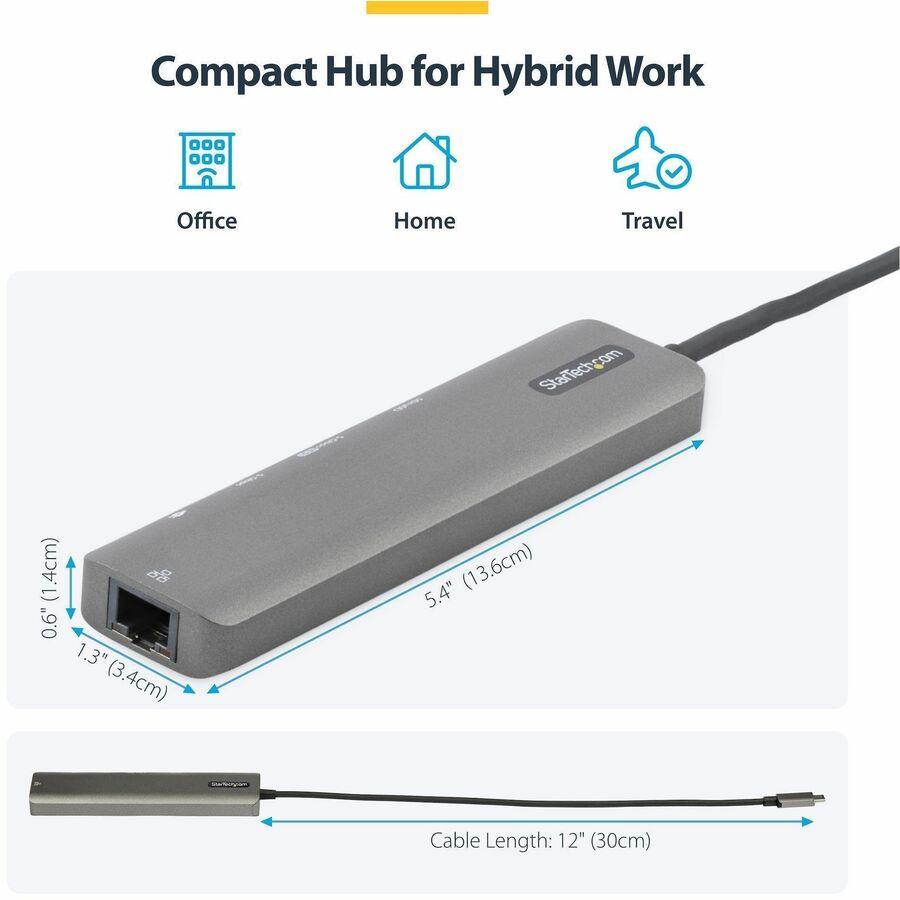 Alternate-Image5 Image for StarTech.com USB-C Multiport Adapter Hub, USB-C to 4K 60Hz HDMI, Gigabit Ethernet and 100W Charging for Macbook Pro / Air and Windows