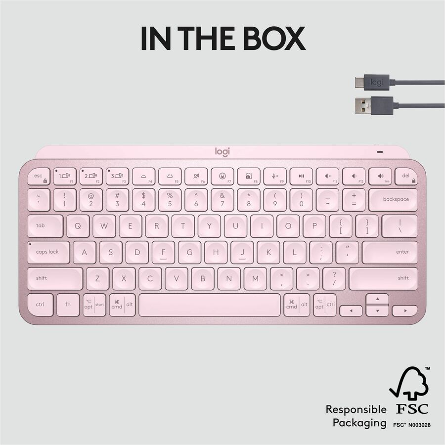 Alternate-Image10 Image for Logitech MX Keys Mini Minimalist Wireless Illuminated Keyboard, Compact, Bluetooth, USB-C - Rose