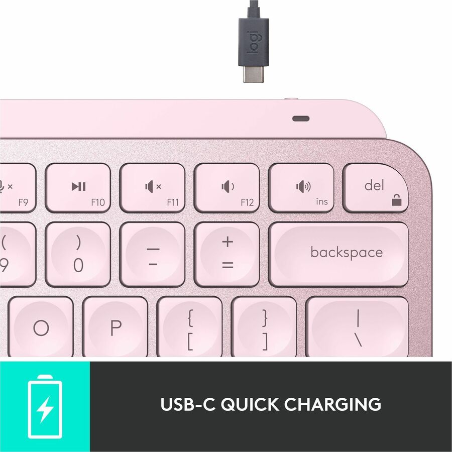 Alternate-Image8 Image for Logitech MX Keys Mini Minimalist Wireless Illuminated Keyboard, Compact, Bluetooth, USB-C - Rose