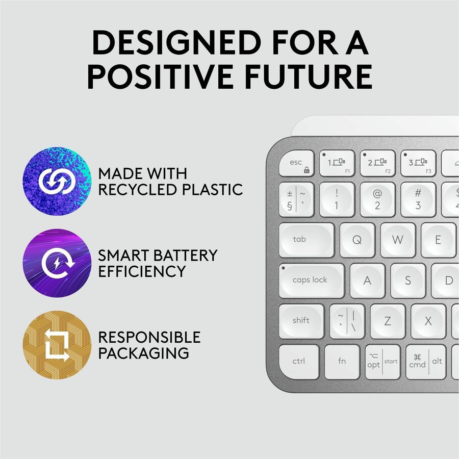 Alternate-Image4 Image for Logitech MX Keys Mini Minimalist Wireless Illuminated Keyboard, Compact, Bluetooth, USB-C, Pale Gray